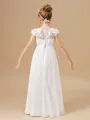 A-Line/Princess Scoop Floor-Length Chiffon Junior Bridesmaid Dresses With Flower