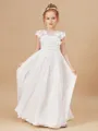 A-Line/Princess Scoop Floor-Length Chiffon Junior Bridesmaid Dresses With Flower