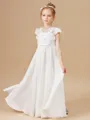 A-Line/Princess Scoop Floor-Length Chiffon Junior Bridesmaid Dresses With Flower