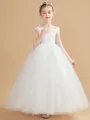 Ball Gown Scoop Ankle-Length Tulle Junior Bridesmaid Dresses With Bow