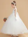 Ball Gown Scoop Ankle-Length Tulle Junior Bridesmaid Dresses With Bow