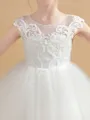 Ball Gown Scoop Ankle-Length Tulle Junior Bridesmaid Dresses With Bow