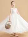 Ball Gown Scoop Ankle-Length Tulle Junior Bridesmaid Dresses With Appliques Lace