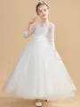 Ball Gown Scoop Ankle-Length Tulle Junior Bridesmaid Dresses With Appliques Lace
