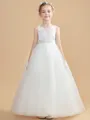A-Line/Princess Scoop Ankle-Length Tulle Junior Bridesmaid Dresses With Belt/Sash