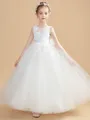 A-Line/Princess Scoop Ankle-Length Tulle Junior Bridesmaid Dresses With Belt/Sash