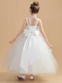 Ball Gown Straps Ankle-Length Tulle Junior Bridesmaid Dresses With Bow