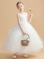 Ball Gown Straps Ankle-Length Tulle Junior Bridesmaid Dresses With Bow