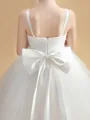 Ball Gown Straps Ankle-Length Tulle Junior Bridesmaid Dresses With Bow