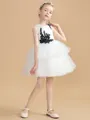 A-Line/Princess Scoop Short/Mini Tulle Junior Bridesmaid Dresses With Appliques Lace