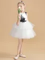 A-Line/Princess Scoop Short/Mini Tulle Junior Bridesmaid Dresses With Appliques Lace