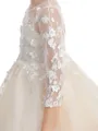 Ball Gown Scoop Ankle-Length Tulle Junior Bridesmaid Dresses With Appliques Lace