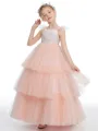Ball Gown Straps Ankle-Length Tulle Junior Bridesmaid Dresses