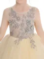 Ball Gown Scoop Tea-Length Tulle Junior Bridesmaid Dresses With Flower