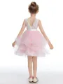 A-Line/Princess Scoop Short/Mini Tulle Junior Bridesmaid Dresses With Bow