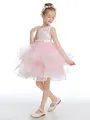 A-Line/Princess Scoop Short/Mini Tulle Junior Bridesmaid Dresses With Bow