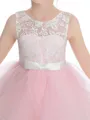 A-Line/Princess Scoop Short/Mini Tulle Junior Bridesmaid Dresses With Bow