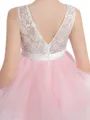 A-Line/Princess Scoop Short/Mini Tulle Junior Bridesmaid Dresses With Bow