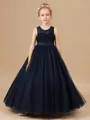 Ball Gown Scoop Ankle-Length Tulle Junior Bridesmaid Dresses With Belt/Sash