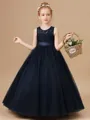Ball Gown Scoop Ankle-Length Tulle Junior Bridesmaid Dresses With Belt/Sash