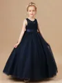 Ball Gown Scoop Ankle-Length Tulle Junior Bridesmaid Dresses With Belt/Sash