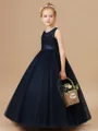 Ball Gown Scoop Ankle-Length Tulle Junior Bridesmaid Dresses With Belt/Sash