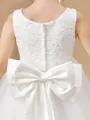 A-Line/Princess Scoop Ankle-Length Tulle Junior Bridesmaid Dresses With Bow