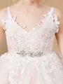 A-Line/Princess V-neck Knee-Length Tulle Junior Bridesmaid Dresses With Belt/Sash