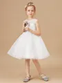 A-Line/Princess Scoop Knee-Length Tulle Junior Bridesmaid Dresses With Belt/Sash