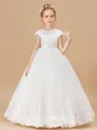 Ball Gown Scoop Ankle-Length Tulle Junior Bridesmaid Dresses With Belt/Sash
