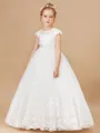 Ball Gown Scoop Ankle-Length Tulle Junior Bridesmaid Dresses With Belt/Sash