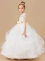 Ball Gown Scoop Ankle-Length Tulle Junior Bridesmaid Dresses With Bow