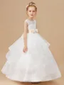 Ball Gown Scoop Ankle-Length Tulle Junior Bridesmaid Dresses With Bow