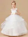Ball Gown Scoop Ankle-Length Tulle Junior Bridesmaid Dresses With Bow