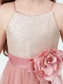 A-Line/Princess Spaghetti Straps Floor-Length Tulle Junior Bridesmaid Dresses With Flower