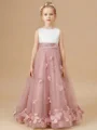 A-line Scoop Flower Floor-Length Tulle Flower Girl Dress
