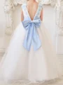 A-line Scoop Bowknot Floor-Length Tulle Flower Girl Dress