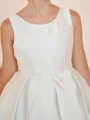 A-line Scoop Bowknot Sweep Train Satin Flower Girl Dress
