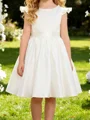 A-line Scoop Bowknot Knee-Length Satin Flower Girl Dress