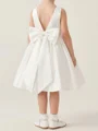 A-line Scoop Bowknot Knee-Length Satin Flower Girl Dress