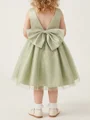 A-line Scoop Bowknot Knee-Length Tulle Flower Girl Dress