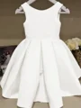 A-line Scoop Bowknot Floor-Length Satin Flower Girl Dress
