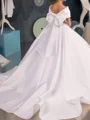 Ball-Gown Off-the-Shoulder Bowknot Court Train Satin Flower Girl Dress