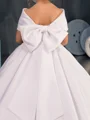 Ball-Gown Off-the-Shoulder Bowknot Court Train Satin Flower Girl Dress