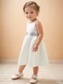 A-line Scoop Bowknot Knee-Length Satin Flower Girl Dress