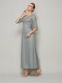 Sheath/Column V-neck Ankle-Length 30D Chiffon Mother of the Bride Dresses With Beading