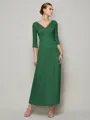 Sheath/Column V-neck Ankle-Length 30D Chiffon Mother of the Bride Dresses With Beading