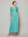 Sheath/Column V-neck Ankle-Length 30D Chiffon Mother of the Bride Dresses With Beading