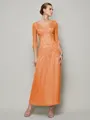 Sheath/Column V-neck Ankle-Length 30D Chiffon Mother of the Bride Dresses With Beading