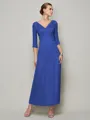 Sheath/Column V-neck Ankle-Length 30D Chiffon Mother of the Bride Dresses With Beading